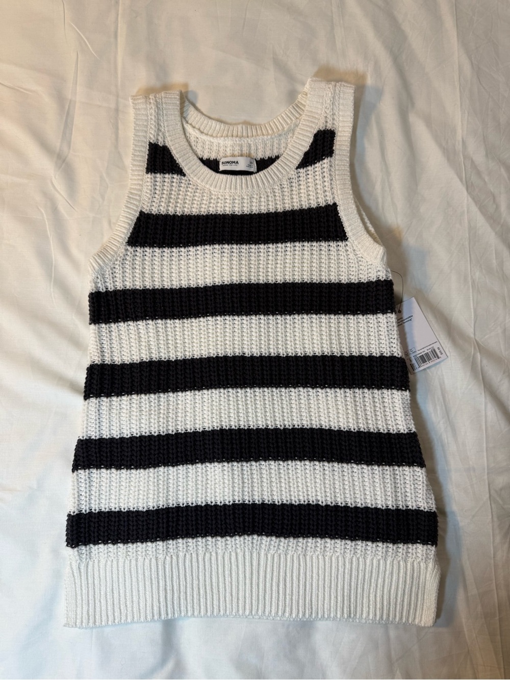 Black & White Striped Knit Tank Sweater Size XS